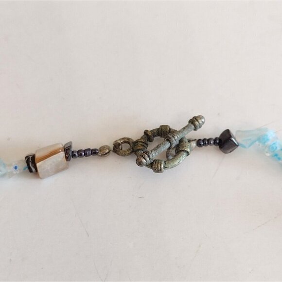 Millefiori Y Drop Glass Pendant Necklace Millefiori Glass Chips Stones Turquoise - Picture 9 of 10